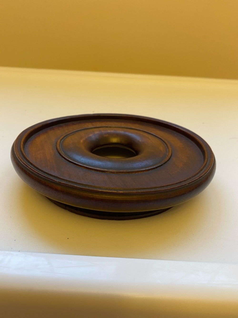 Vintage Chinese Carved Wood Round Display Stand Top Inside Rim 5 3/8" W - #10